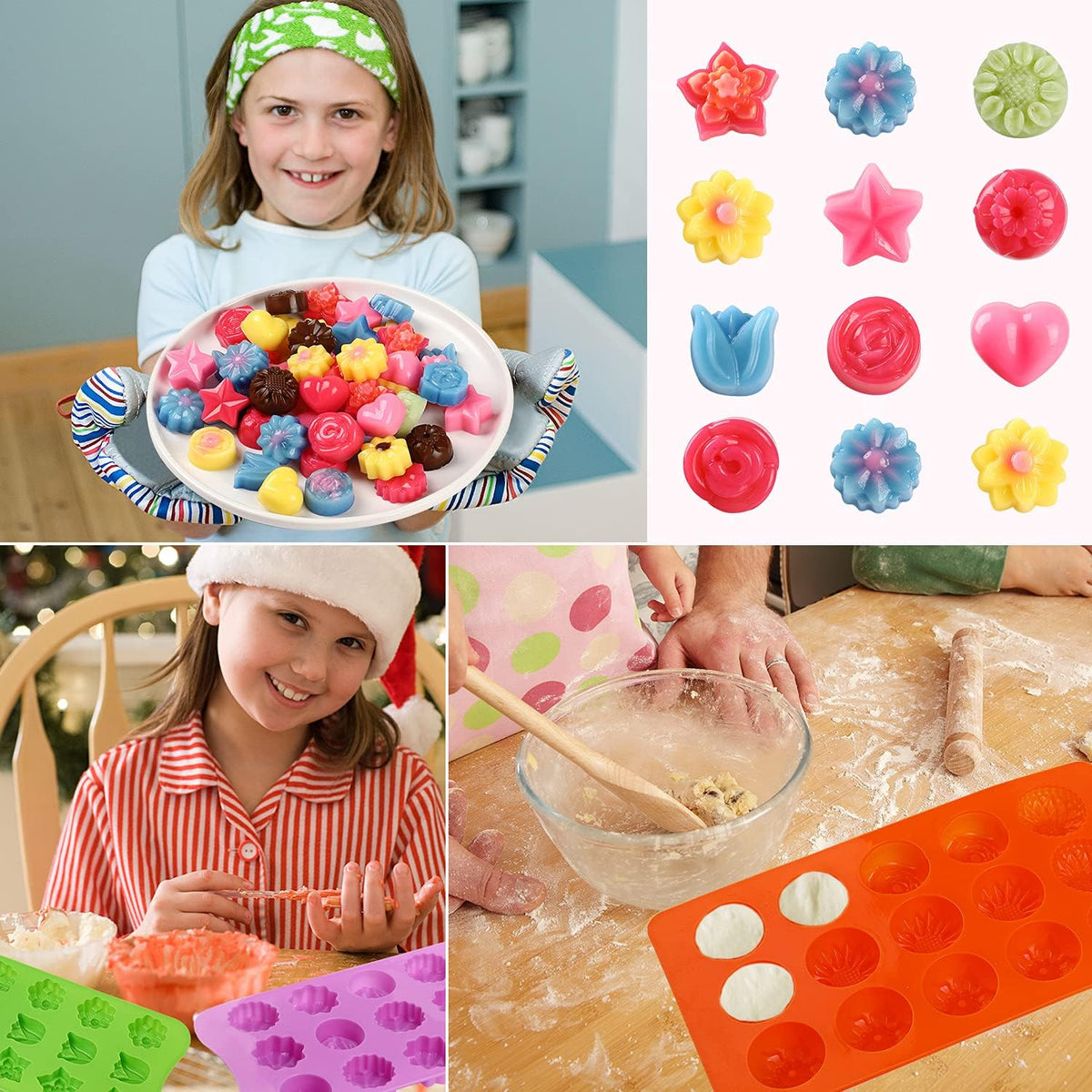 FIRETREESILVERFLOWER Flower Shape Chocolate Candy Molds Set, 6Pcs