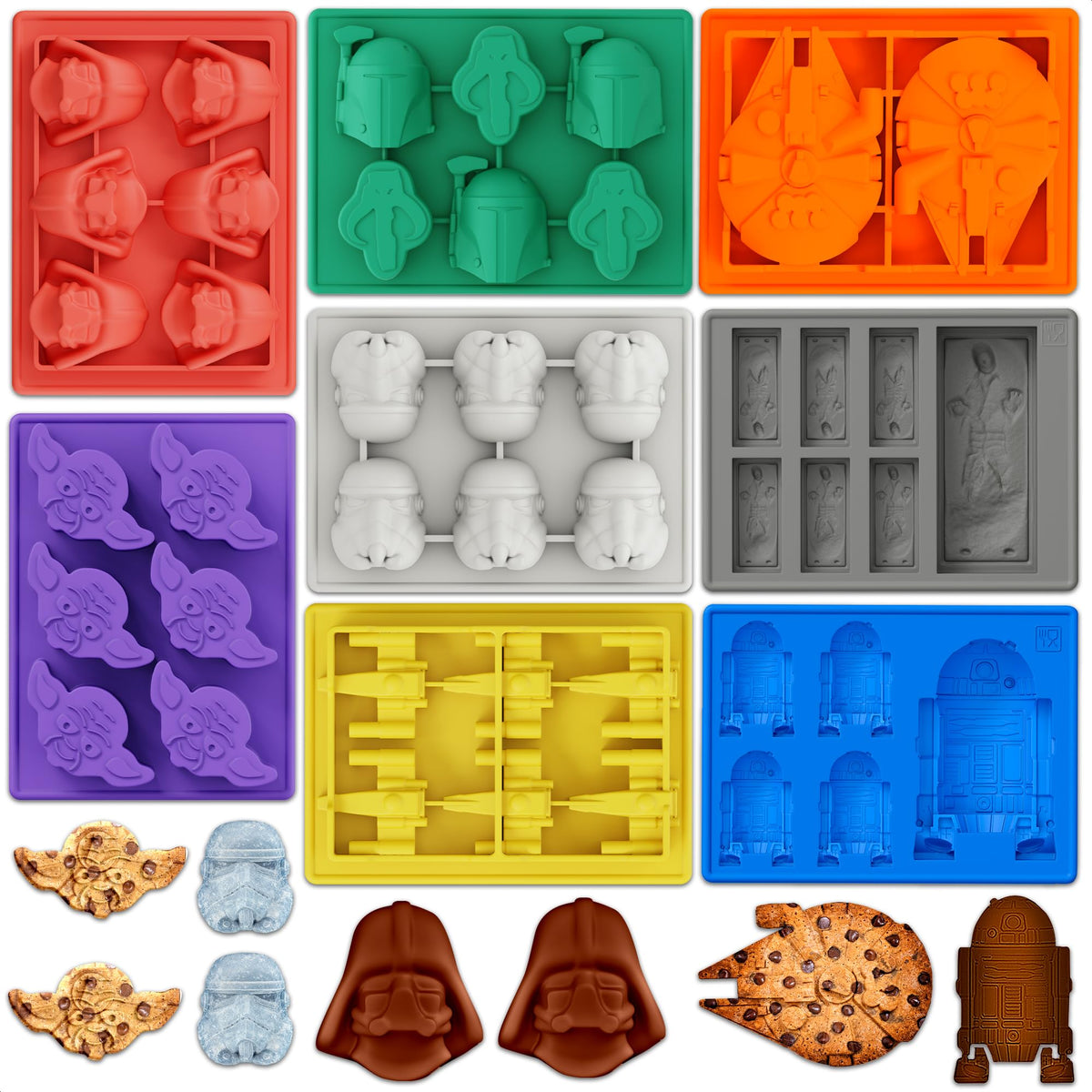 6 Pcs Robot and Bricks Silicone Molds for Chocolate and Candy