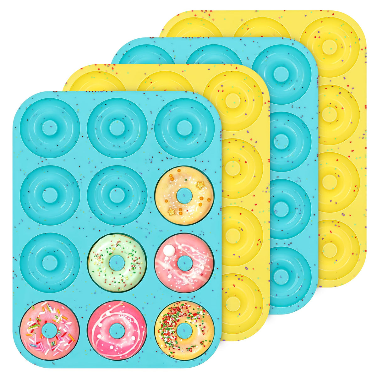 CAKETIME 3 Inch Silicone Donut Pan for Baking Nonstick Doughnut Mold(3 Pcs)