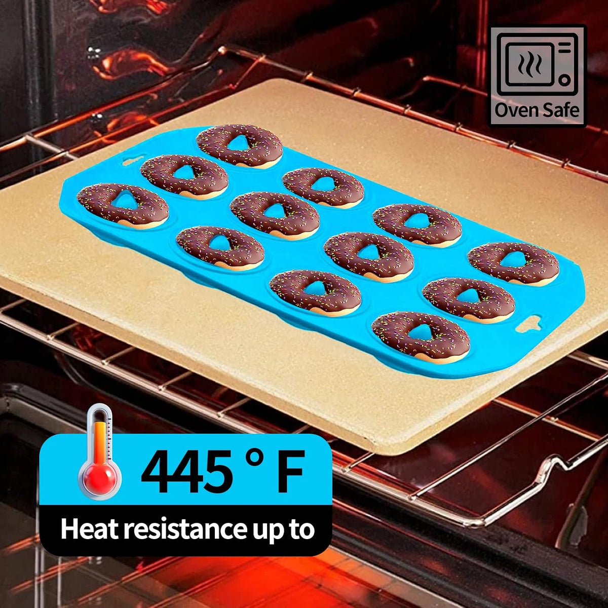 12 hole Silicone Donut Pan Non-Stick - Bite Size Donut Pans for baking