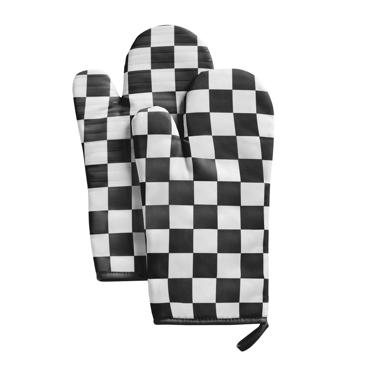 Ohocut Red Checkered Oven Mitts Heat Resistant, Vintage Retro Checkerboard Cute Oven Mitts, Non-Slip Silicone Kitchen Oven Gloves, 2-Pack Set, 7''x13''