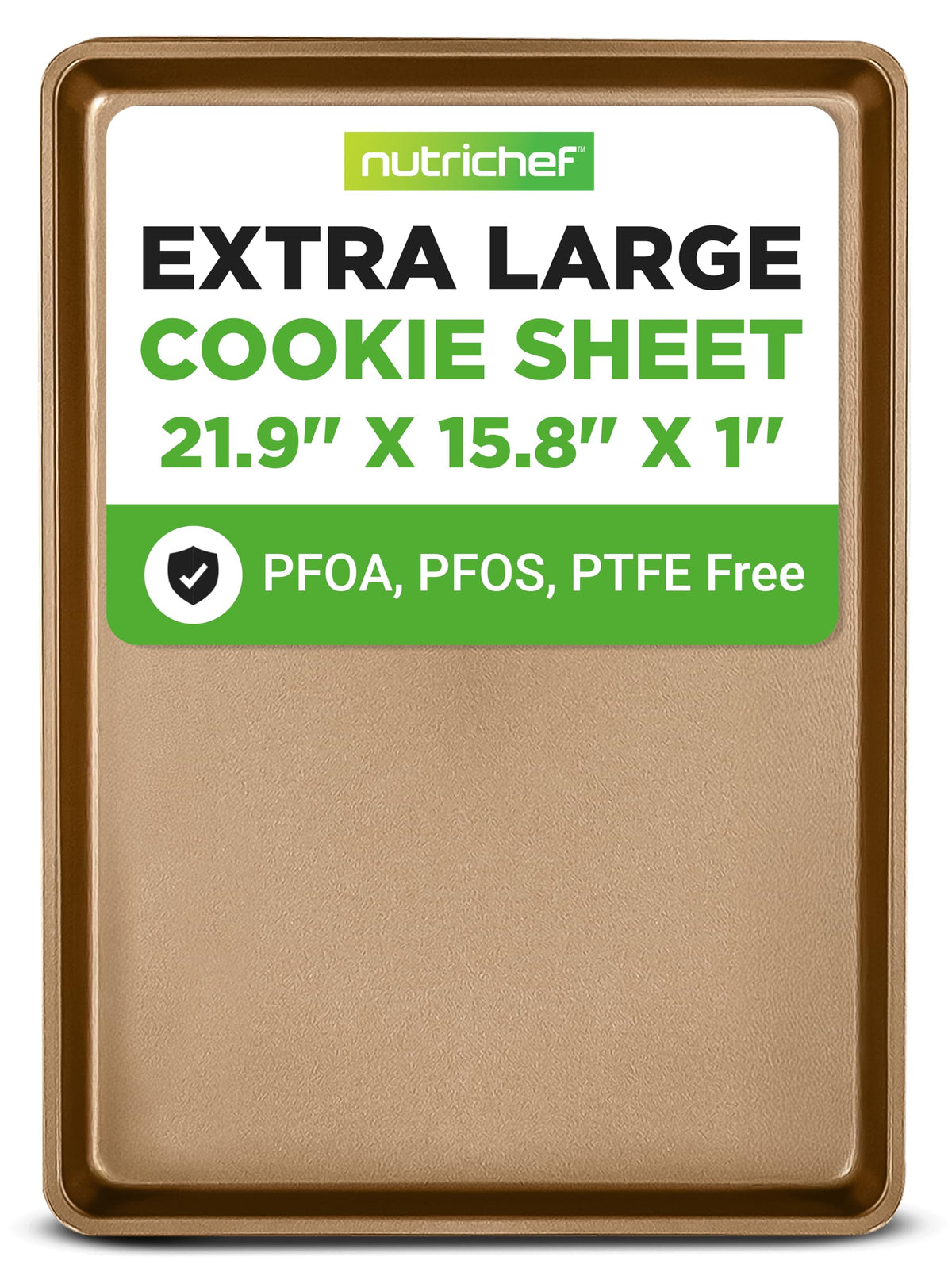 NutriChef 2-Piece XL Mega Cookie Sheet Baking Pans Set - 22" x 16" Extra Large Nonstick Carbon Steel Oven Baking Tray Pans, Stackable Bakeware, Black - NCLGBP16