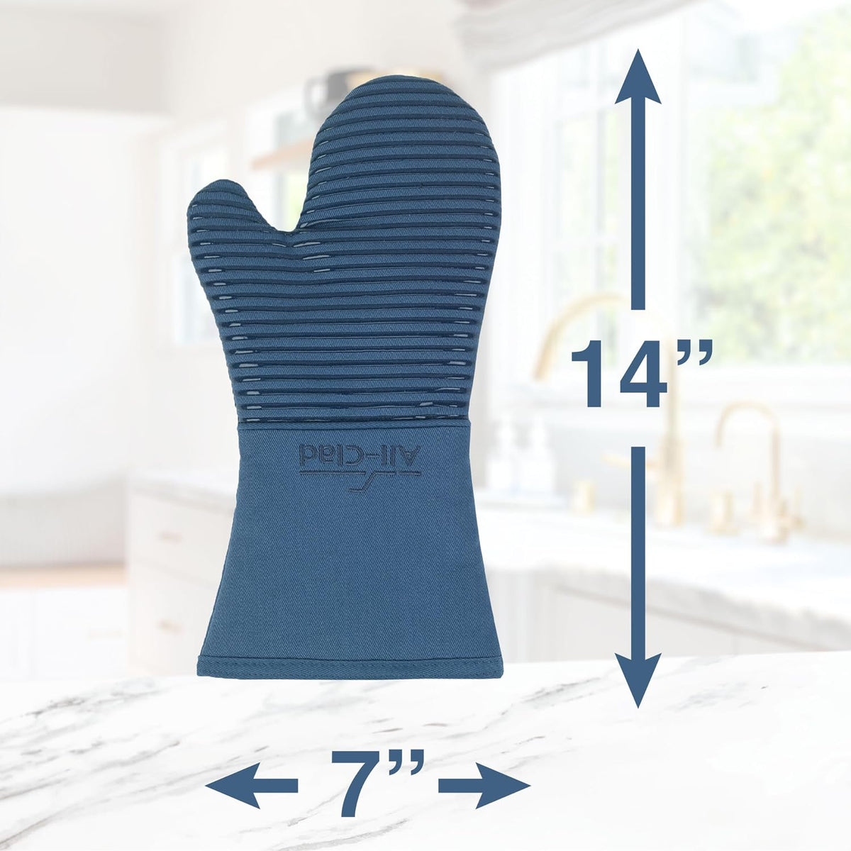 All-Clad Non-Slip Silicone Oven Mitt, Heat Resistant 500°F, Indigo, 2pc