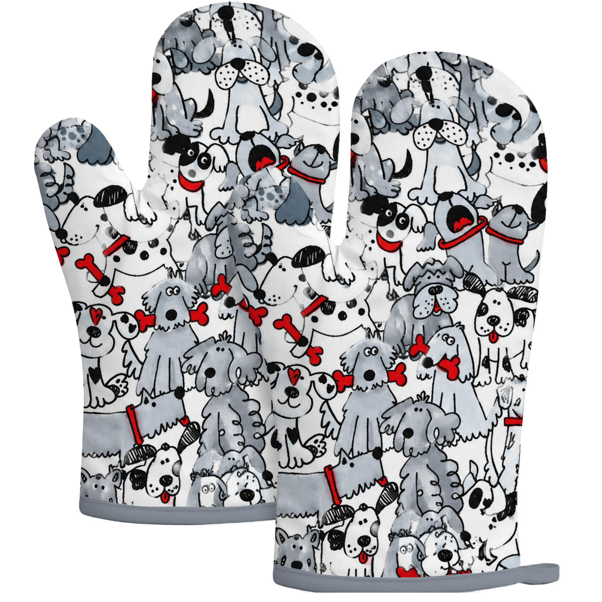 Retro Cherry Oven Mitts, Red Cherries and Polka Dots, Set of 2
