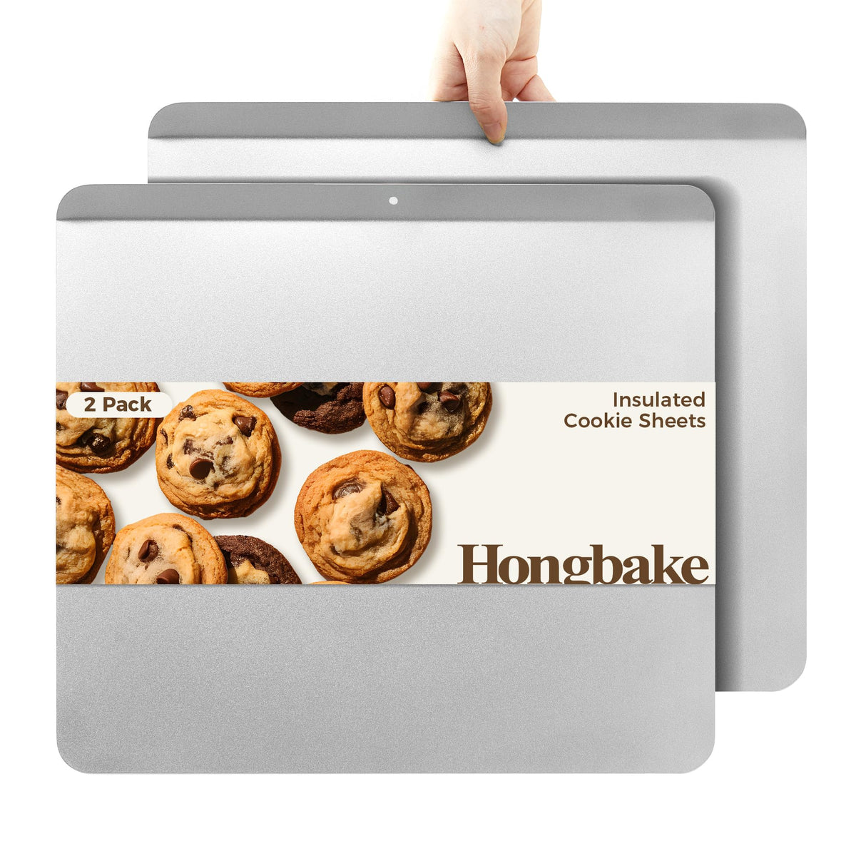 HONGBAKE 2 Pack 11 x 9 Inch Toaster Oven Pans and Trays, Small Baking Sheet Set for Cooking, Non-Stick Cookie Sheets, Heavy-Duty 0.8mm Thick, Easy to Clean, 1.26 Inch Deep, Gold