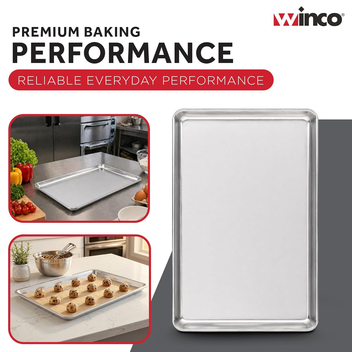 Winco 13" x 18" Aluminum Sheet Pan, 1/2 Size