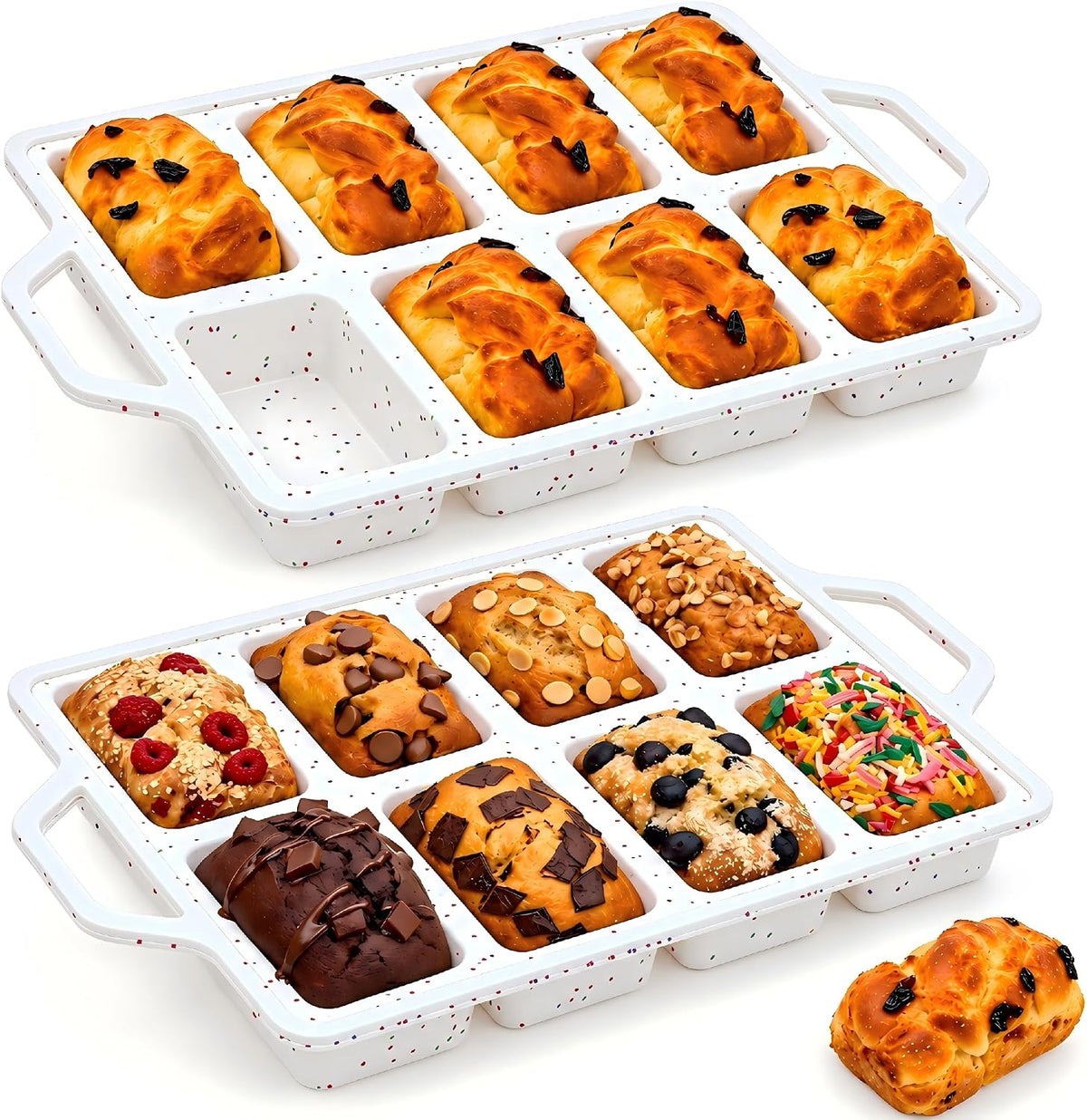 2 Pack Vinino Silicone Mini Loaf Pans Cake Bread Baking Metal Reinforced
