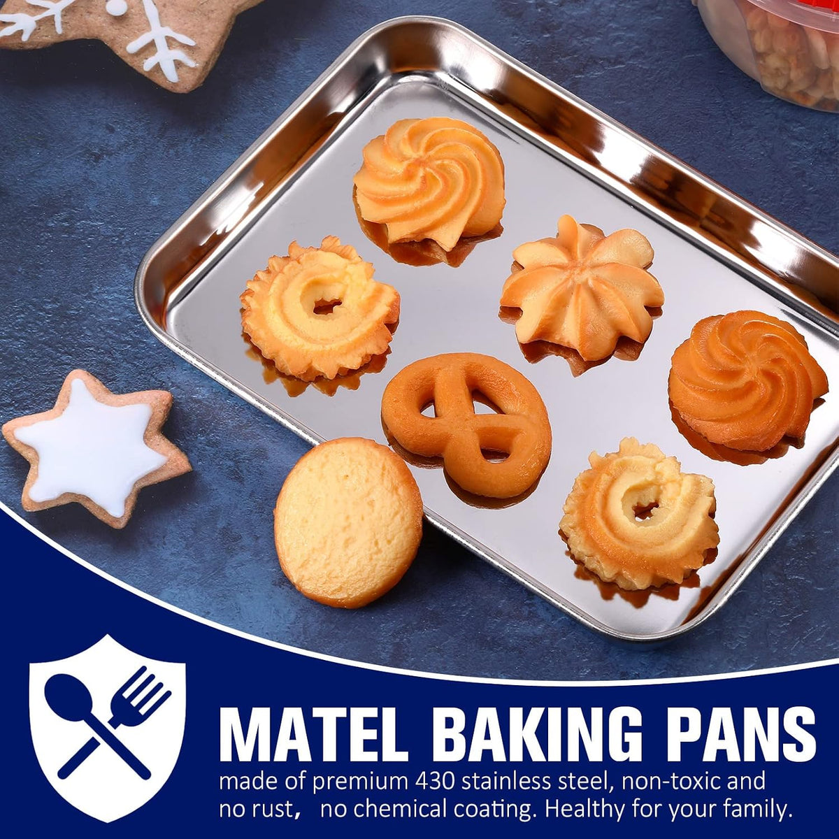 Mimorou 12 Pcs Baking Sheet Stainless Steel Cookie Pans, 7.1 x 5.1 Inch
