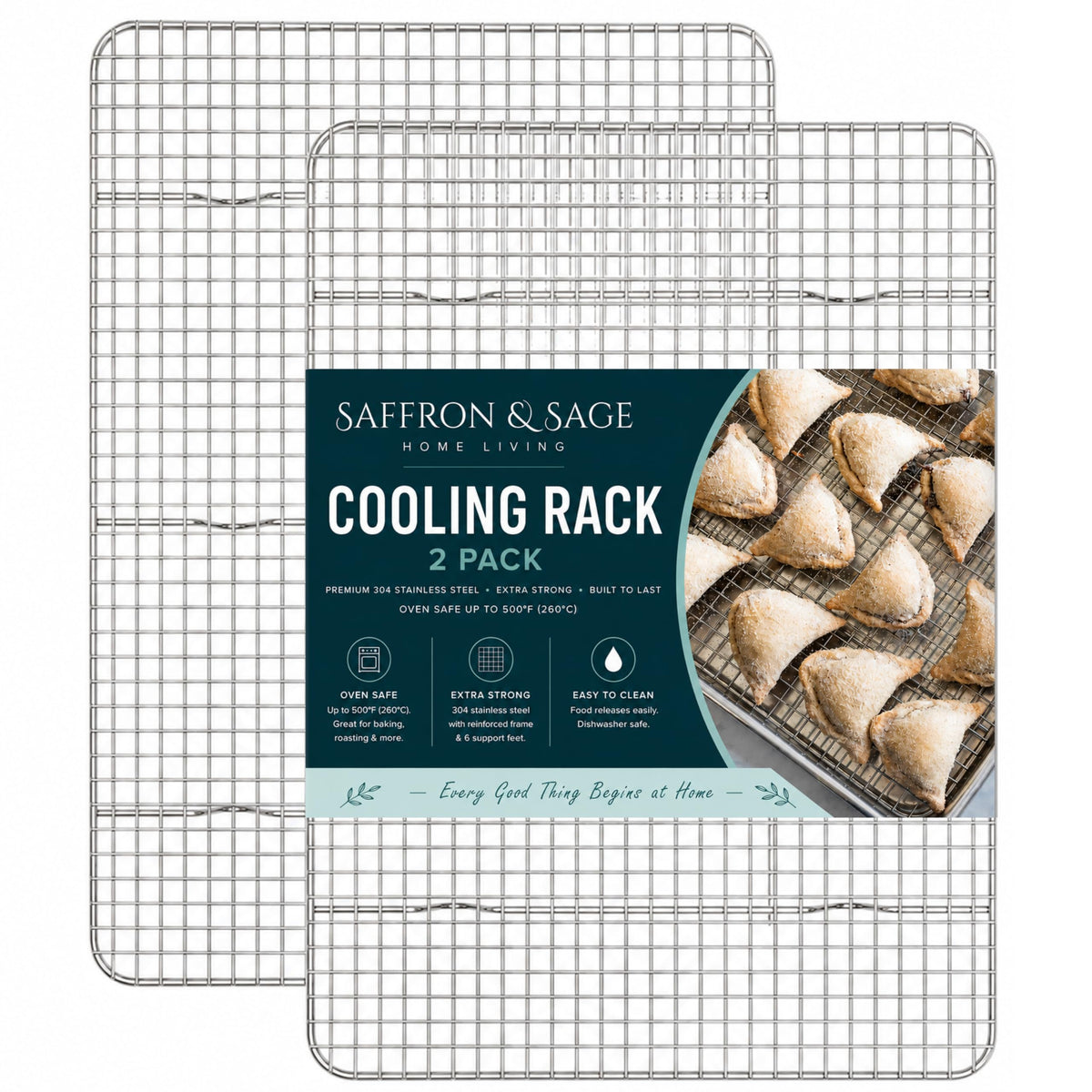 Commercial Quality Cookie Sheet Pan - 2 Pack Aluminum Half Sheet Baking Pan by Saffron & Sage Home Living - This 18x13 Rimmed Baking Sheet Set is Rust & Warp Resistant, Heavy Duty, of Thick Gauge