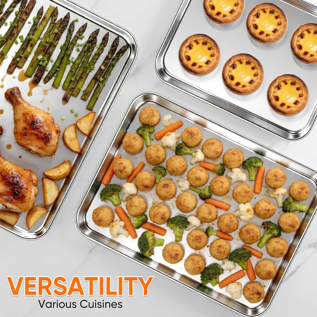 LIANYU Baking Sheet Pans, Half Sheet/Jelly Roll/Quarter Sheet, 3 Pack