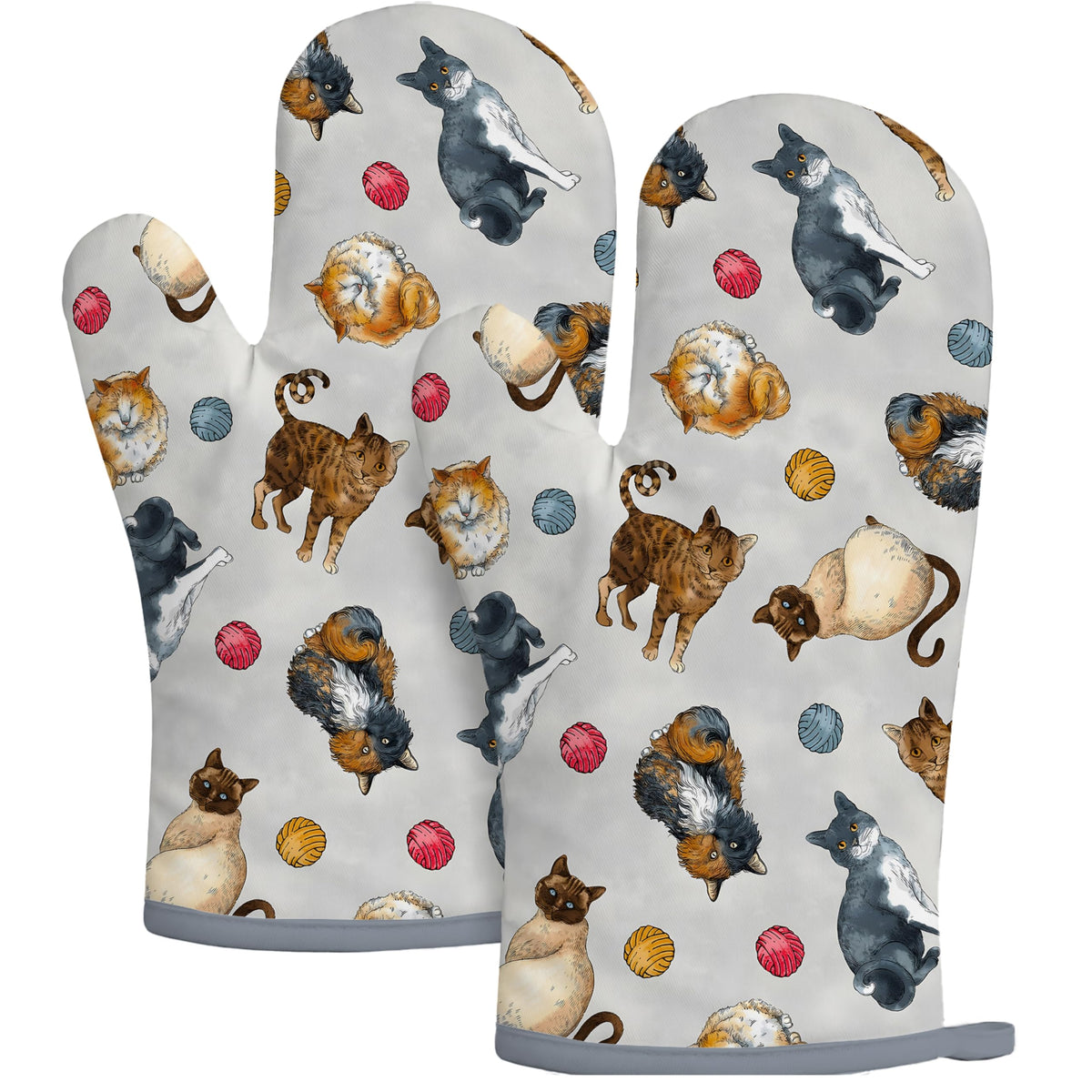 Retro Cherry Oven Mitts, Red Cherries and Polka Dots, Set of 2