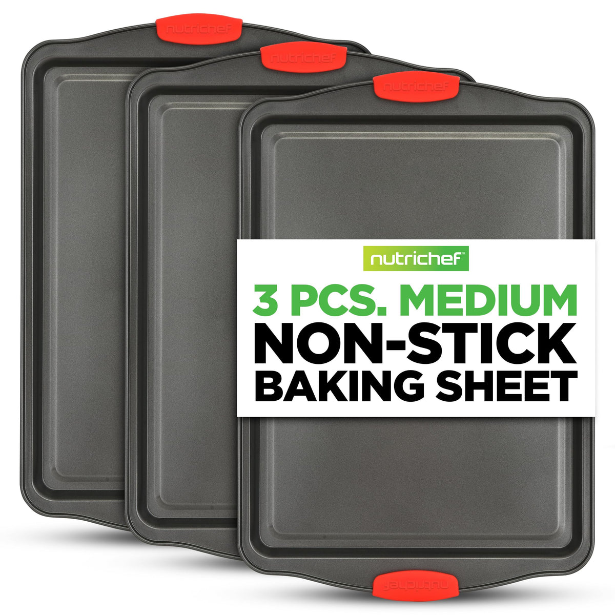 NutriChef Baking Sheet Set, 2-Piece Nonstick Cookie Sheets