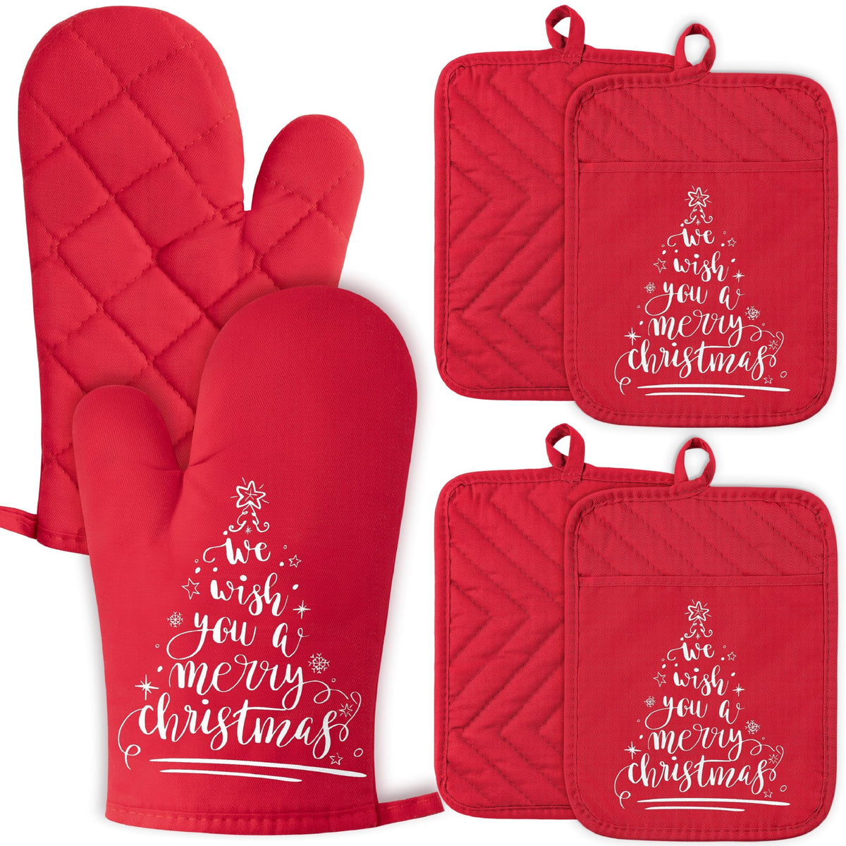 6Pcs Funny Oven Mitts Pot Holders The Kitchen is The Heart of The Home Heat Resistant Hot Pad Machine Washable Gloves with Hanging Loop Pocket Hot Pad for Baking Cooking Pink