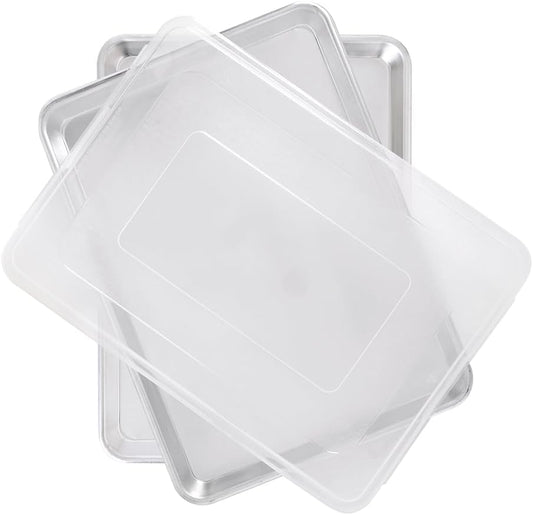 Nordic Ware Naturals Half Sheet Set - USA Made Aluminum Commercial Quality Sheet Pan for Baking or Roasting, Encapsulated Galvanized Steel Rim Prevents Warping, 2pk Half + Lid