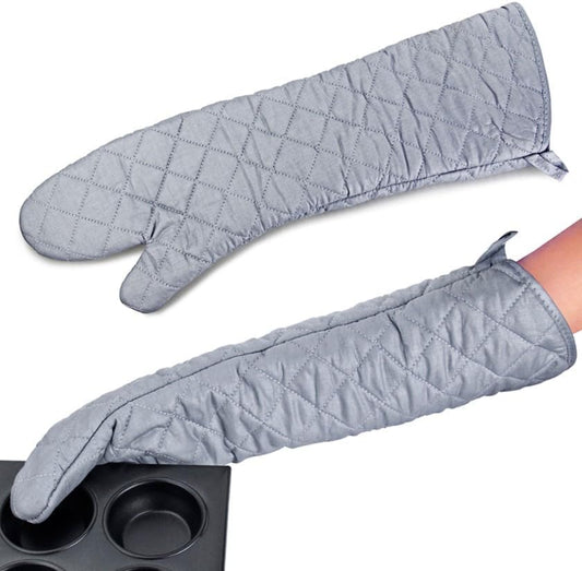 Linwnil Extra Long 23 Inch Heat Resistant Oven Gloves New Cotton Oven Mitts Kitchen Gloves High Temperature Cooking Tool BBQ Gloves (23-Inch)