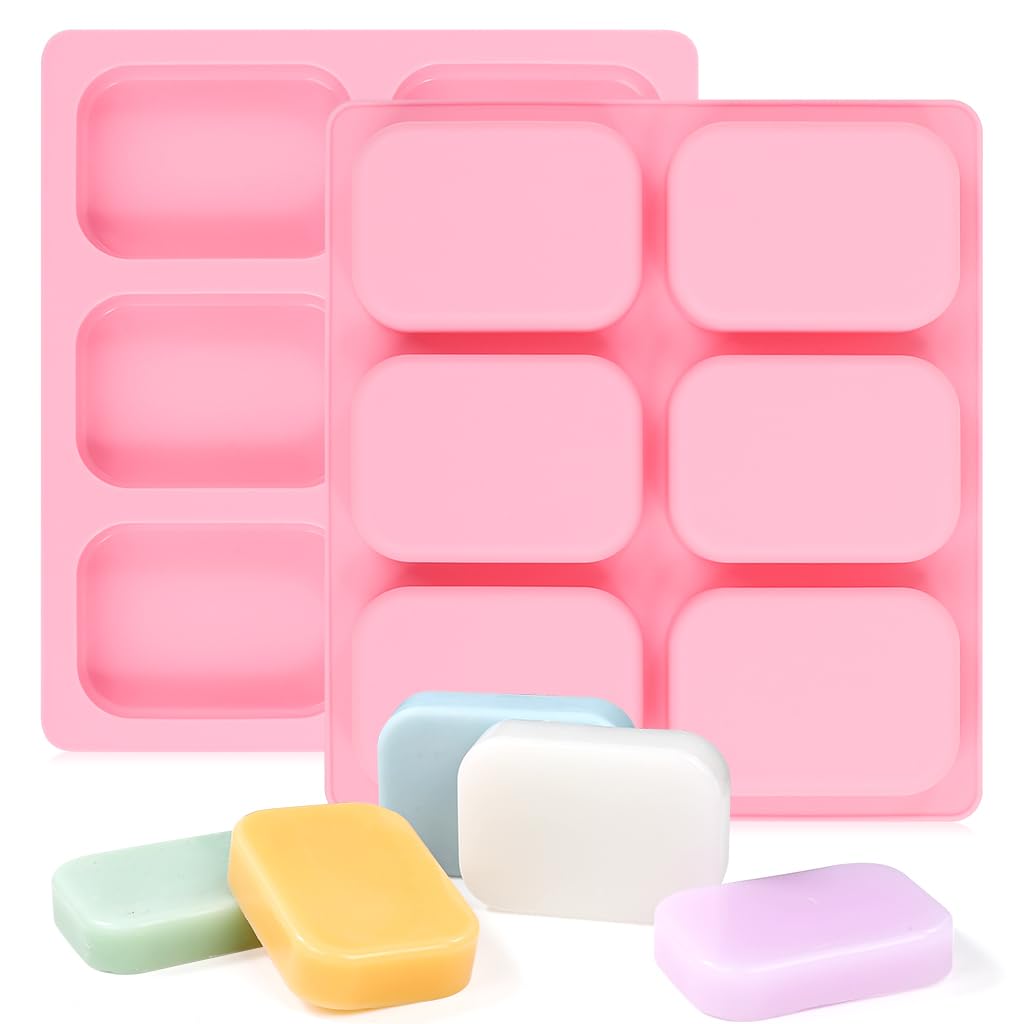 SJ Rectangle Soap Mold Set, 3-Pack 6-Cavity Silicone Soap Molds