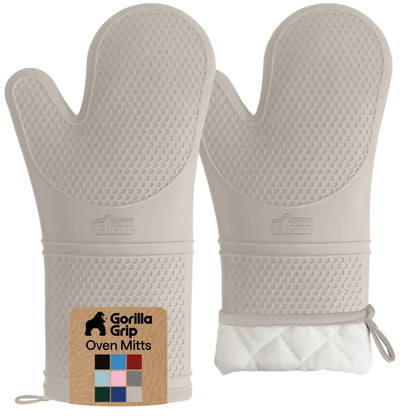 GORILLA GRIP Silicone Oven Mitts, 550F Heat Resistant, 12.5x8.3, Black