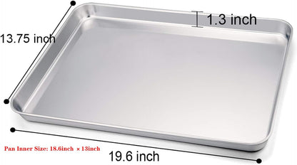 TeamFar Baking Sheet, 20" x 14" x 1" Stainless Steel Cookie Sheet Pans