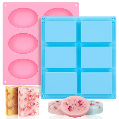 SJ Rectangle Soap Mold Set, 3-Pack 6-Cavity Silicone Soap Molds