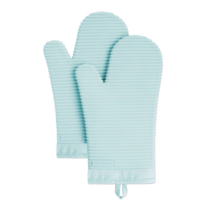 KITCHENAID Ribbed Soft Silicone Oven Mitt 2-Pack Set, 7.5"x13", Grey
