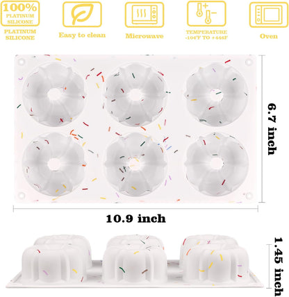 HUAKENER 2 Pcs Mini Fluted Cake Pan, 6-Cavity Fluted Tube Cake Pan