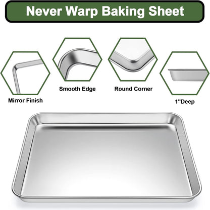 Baking Sheet Tray Cooling Rack with Silicone Baking Mat Set, Stainless Steel Cookie Pan For Oven, Set of 9 (3 Sheets + 3 Racks + 3 Mats), Warp Resistant & Heavy Duty & Easy Clean, Red