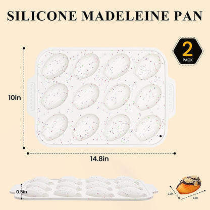 Vinino 2-Pack Silicone Madeleine Pans for Baking with Reinforced Frame