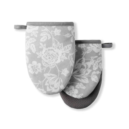 Martha Stewart Strie Medallion Mini Oven Mitt 2-Pack Set, Navy Blue, 5.5"X8"