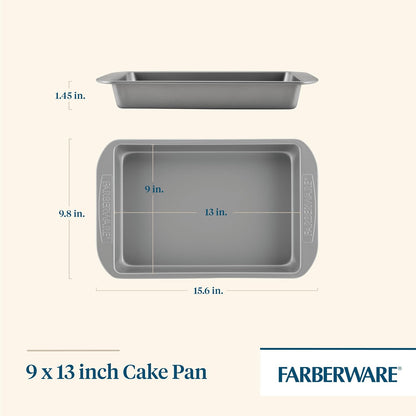 Farberware Nonstick Bakeware 9-Inch x 13-Inch Rectangular Cake Pan, Gray