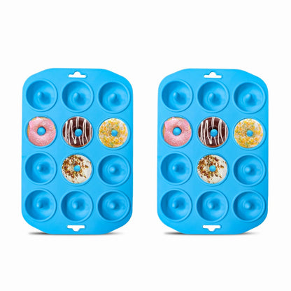 12 hole Silicone Donut Pan Non-Stick - Bite Size Donut Pans for baking