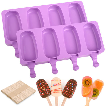 WMKGG Popsicle Silicone Molds Set, 2 PCS Ice Cream Mold(Standard Size/Pink)