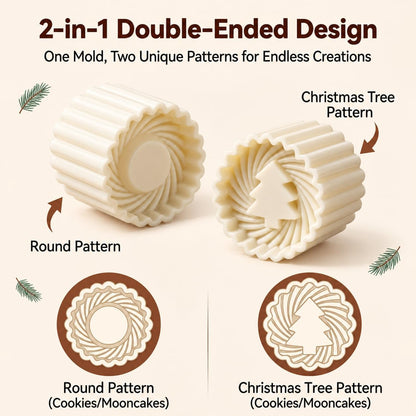 Christmas Tree Cookie Press, Double-Sided Pastry Mold Set, 2-Pack