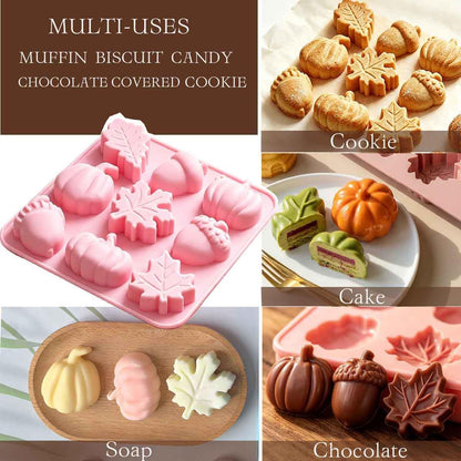 Halloween Pumpkin Maple Leaf Acorn Silicone Molds for Baking, 1Pcs