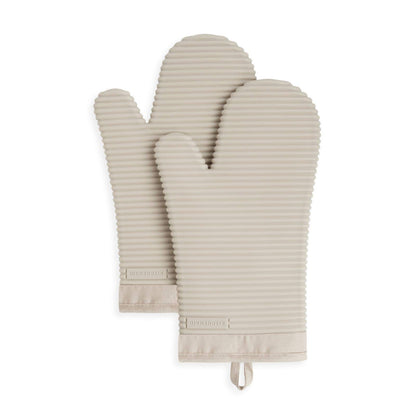 KITCHENAID Ribbed Soft Silicone Oven Mitt 2-Pack Set, 7.5"x13", Charcoal Grey