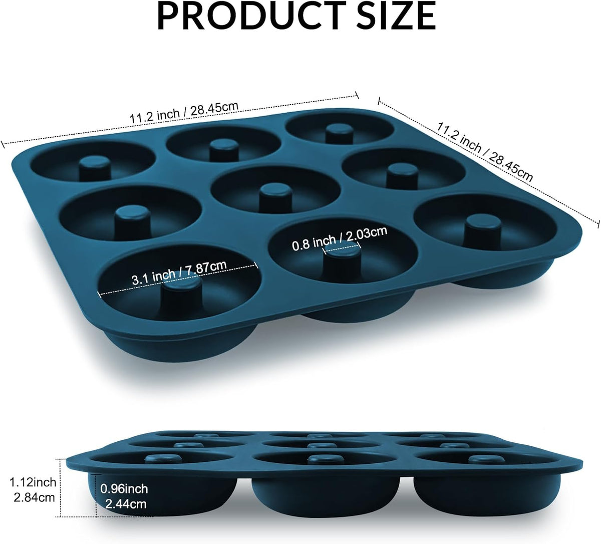 Large Silicone Donut Pan for Baking,9 Cavity Non-Stick Food Molds