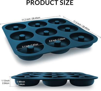 Large Silicone Donut Pan for Baking,9 Cavity Non-Stick Food Molds