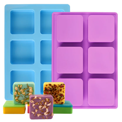 Sakolla 6-Cavity Flower Soap Molds Silicone, 2 Pack Tulip Different Flower Shapes Silicone Molds for Soap, Lotion Bar, Bath Bombs, Chocolate, Candy Baking Molds Jelly, Ice Cube Tray