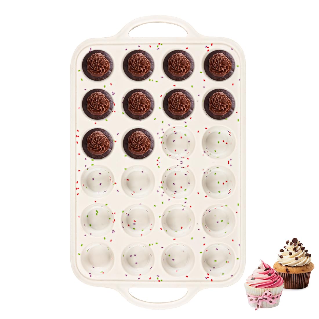 Silicone Muffin Pan for Baking with Metal Reinforced Frame, Nonstick Cupcake Pan 1 Pack Regular Size Egg Bites Silicone Mold