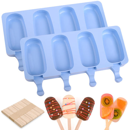 WMKGG Popsicle Silicone Molds Set, 2 PCS Ice Cream Mold(Standard Size/Pink)