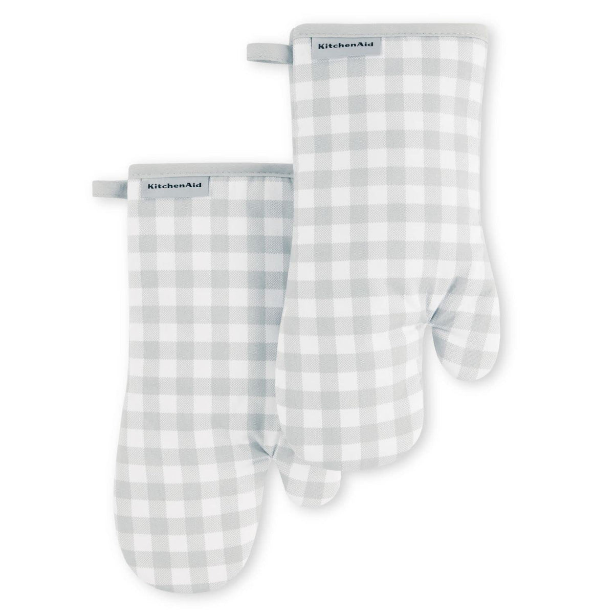 KitchenAid Gingham Oven Mitt 2-Pack Set, Blue Velvet, 7"x13"