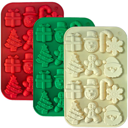Christmas Silicone Molds, Large Size Xmas 3D Christmas Baking Mold with Scraper for Cakes, Handmade Soap, Chocolate, Jello, soap, Candy and Candles (Green)