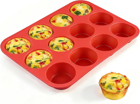 12 Cups Silicone Muffin Pans for Baking Cupcake Pan Nonstick Silicone Molds