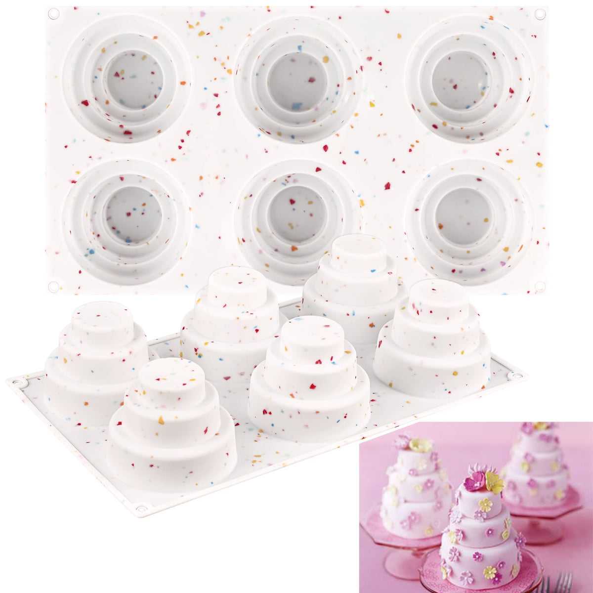 Sakolla 3 Pack Flower Shape Silicone Cake Molds, Large Round Silicone Molds for Baking Cake, Breads, Pies, Tarts (Rose, Chrysanthemum, Sunflower)