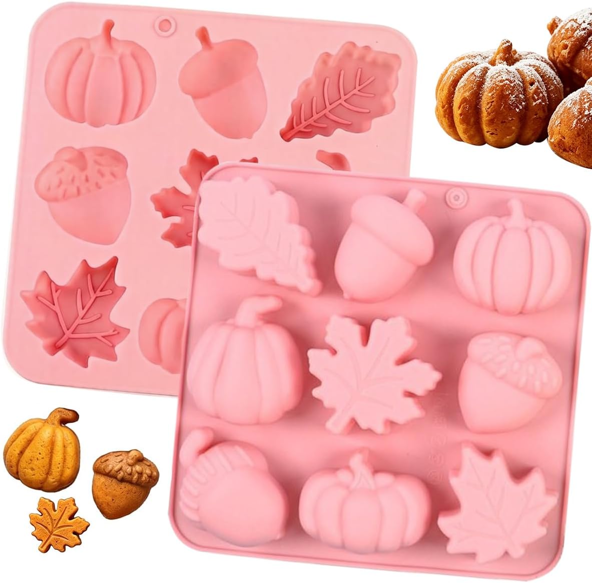 Halloween Pumpkin Maple Leaf Acorn Silicone Molds for Baking, 1Pcs