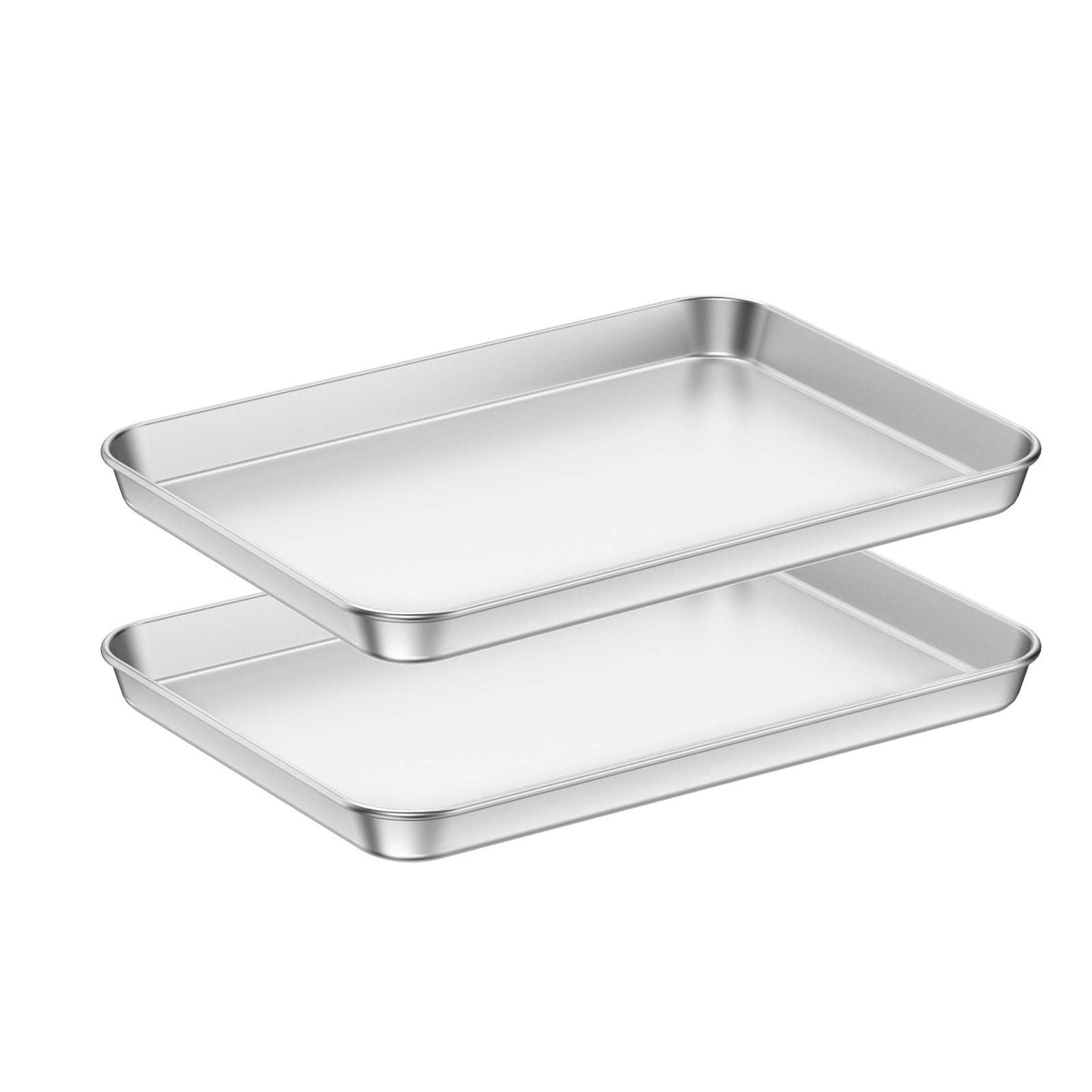 Baking Sheet Set of 2, Bastwe 18 inch Commercial Grade Stainless Steel Baking Pan, Professional Bakeware Oven Tray, Healthy & Non-toxic, Rust Free & Mirror Finish, Easy Clean & Dishwasher Safe