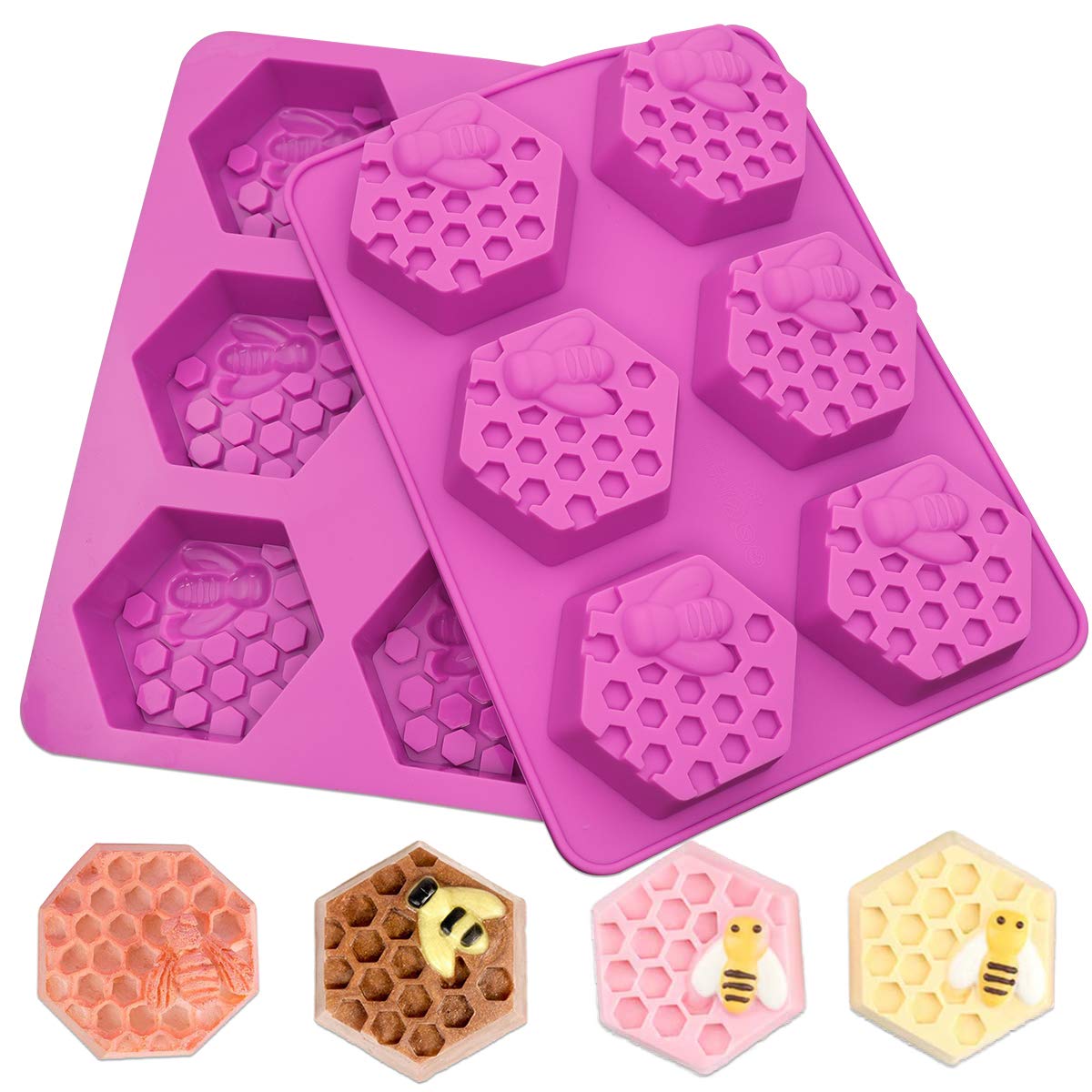 Sakolla 6-Cavity Flower Soap Molds Silicone, 2 Pack Tulip Different Flower Shapes Silicone Molds for Soap, Lotion Bar, Bath Bombs, Chocolate, Candy Baking Molds Jelly, Ice Cube Tray