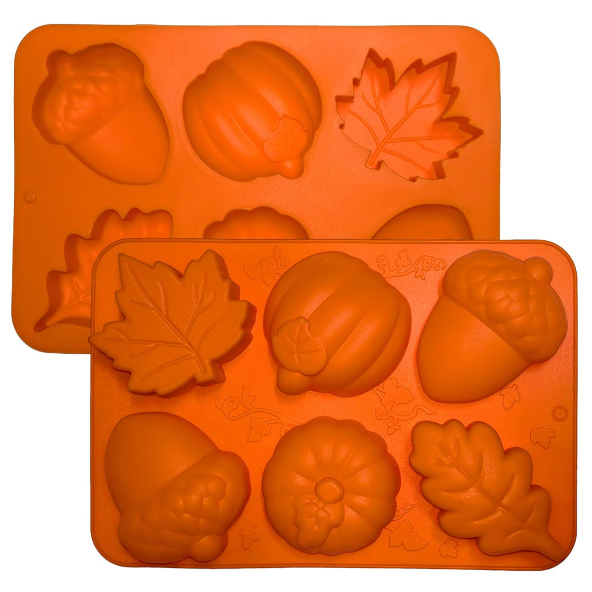 Pumpkin Silicone Mold - 4Pcs 3D Fall Silicone Mold Thanksgiving Candy Mold Autumn Maple Leaf Acorn shape Chocolate Mold Soap Candy Cake Pan Baking Molds for Cake Cupcake Decoration