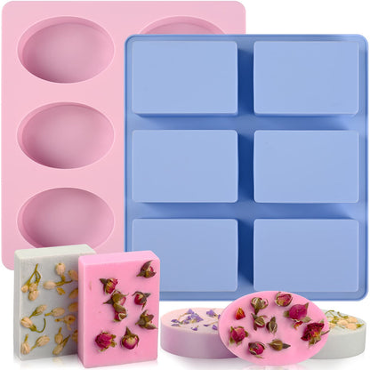 Sakolla 6-Cavity Flower Soap Molds Silicone, 2 Pack Tulip Different Flower Shapes Silicone Molds for Soap, Lotion Bar, Bath Bombs, Chocolate, Candy Baking Molds Jelly, Ice Cube Tray