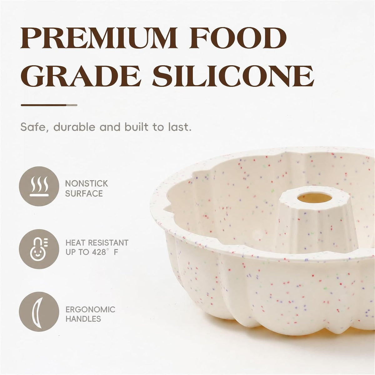 Vinino 10 Inch Silicone Cake Pans, Gelatin Dessert Molds, 2 Pack, Cream