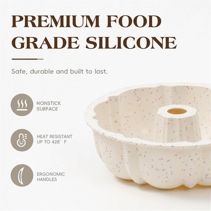 Vinino 10 Inch Silicone Cake Pans, Gelatin Dessert Molds, 2 Pack, Cream